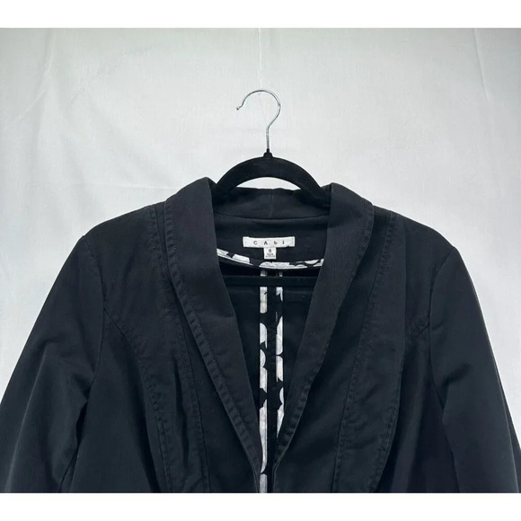 CAbi Jacket Womens Size 8 Twill Military Style Hook Closure Blazer Cotton Black - Picture 4 of 12